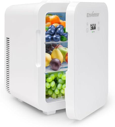 Enventor Mini Frigo con Raffreddamento e Riscaldamento,12V Accendino/220V Presa, per Auto, Cosmetici, Bevande, Frutta, Cibo