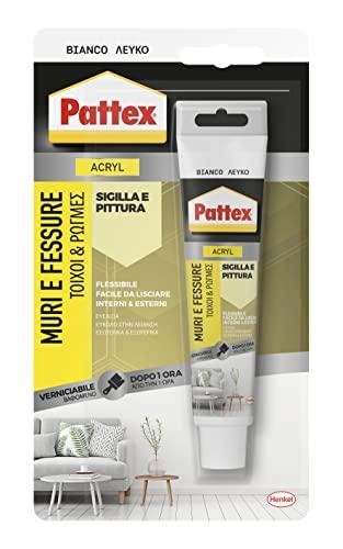 Pattex Sigillante Bianco Muri e Fessure, Acrilico, Verniciabile, per Facciate, Giunti, Fessure, Inodore, Uso Interno, Senza Solventi, Tubo da 50 ml