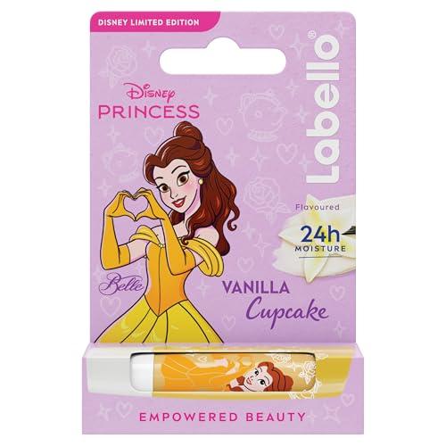 Labello Disney Princess Limited Edition Vanilla Buttercream 4.8 g, Balsamo labbra colorato con design con Belle, Burrocacao bambina 3+ idratante 24h, Burrocacao labbra lip balm con aroma di Vaniglia
