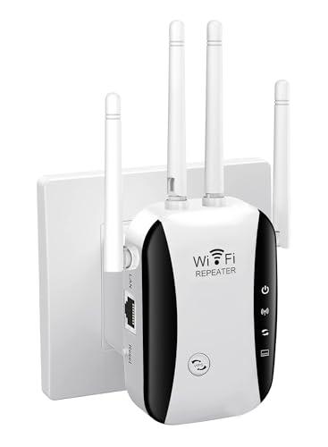 Ripetitore WiFi Potente 300Mbps (2.4 GHz) con 4 Antenne, Amplificatore di Segnale Wifi, 1 Porta LAN, Supporta Ripetitore/Router/AP - Ideale per Casa e Ufficio