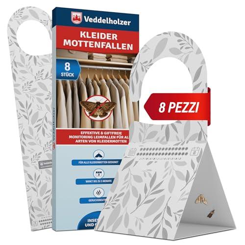Veddelholzer 8 trappole per tarme – trappola per tarme contro le tarme nell'armadio – trappola triangolare con gancio e superficie adesiva – inodore e atossica