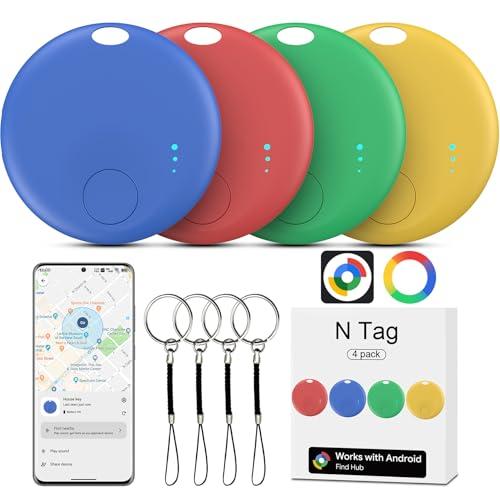 Air tracker Android, 4 PCS Smart Tracker Tag Localizzatore Chiavi Compatibile con Trova Dispositivo(Solo Android), Bluetooth Tracker Compatibile per Portafogli,Chiavi,Zaini, valigia (Multicolore)