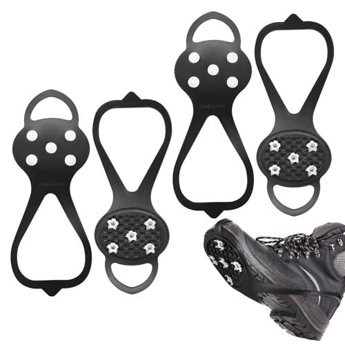 2 Paia Ramponi per Scarponi Alpinismo, Ice Tacchetti da Ghiaccio, Ramponi da Ghiaccio a Trazione da Neve Universali Antiscivolo con 5 Denti Borchie, Ramponcini per Scarponi Scarpe Outdoor ​Camping