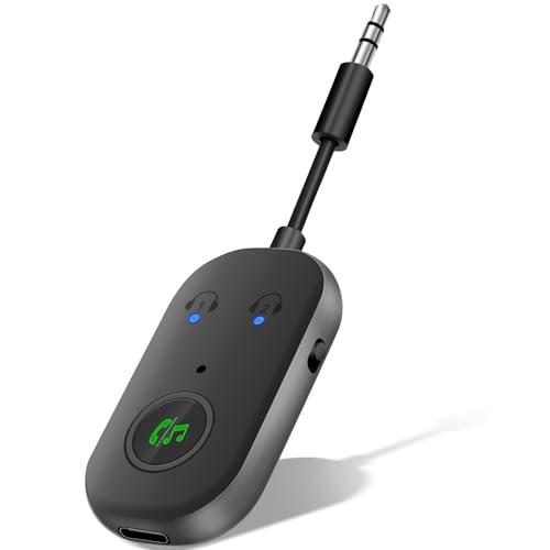 Bluetooth 5.3 Adattatore Trasmettitore 2-in-1 Ricevitore Trasmettitore Bluetooth Supporta 2 Cuffie, Jack AUX 3.5mm Adattatore Bluetooth per Aereo, TV, Airpods, Laptop, Radio Auto, Sistema Stereo