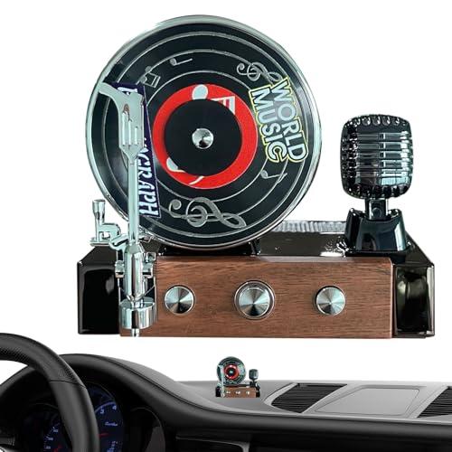 Record Player Air Frewisier Car Carref/Raschietto d'aria per auto, distribuzione di aromaterapia uniforme, decorazione aromaterapia retrò creativa ad energia solare per uso automobilistico