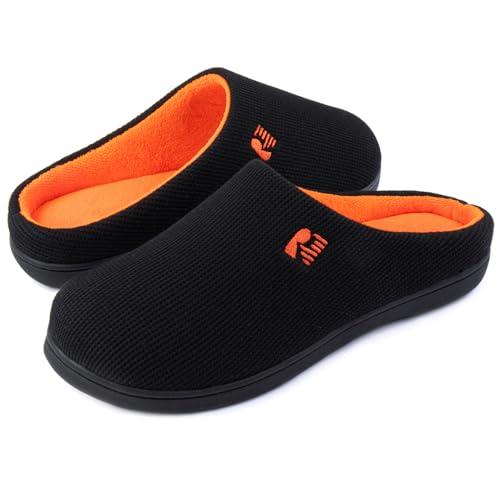 RockDove Bicolore Pantofola da Uomo in Memory Foam, 42/43 EU, Nero e Arancio