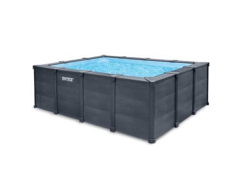 Intex 26396NP - Piscina Graphite Gray Panel Rettangolare, con Pompa Filtro a Sabbia 3500 L/h, Scaletta e Teli, 400x300x124 cm