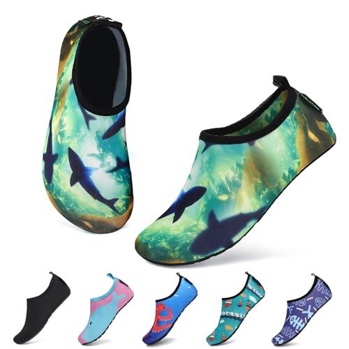 SAGUARO Scarpe da Sport Acquatici Ragazzi Ragazze Scarpette Scoglio Scarpe da Immersione Piscina Spiaggia Fiume Mare Nuoto Surf Acqua per Bambini, Blu Ceruleo, 32/33 EU