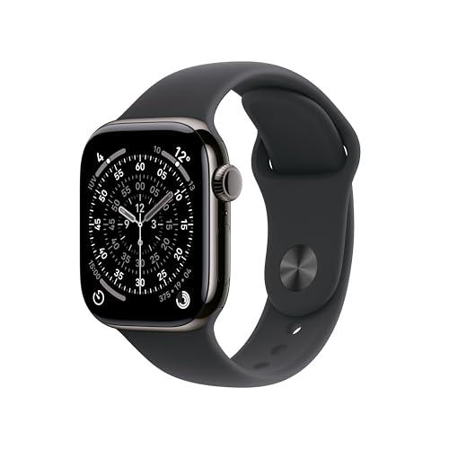 Apple Watch Series 11 GPS + Cellular, Cassa 42 mm in titanio ardesia con Cinturino Sport nero - S/M