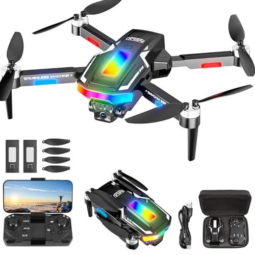 Drone Pieghevole con Telecamera 4K, Ambesty Brushless Motore Droni con 2 Telecamere, Quadcopter RC FPV WiFi Fotocamera Evitamento Attivo Degli Ostacoli, Altitude Hold, 2 Batterie, per Principianti