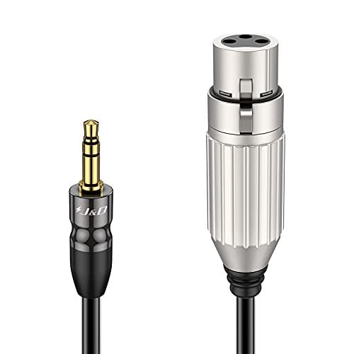 J&D 1,8 m XLR a Jack Stereo da 3,5mm, Cavo Bilanciato Microfono XLR Femmina a 3,5 mm TRS Maschio 1/8
