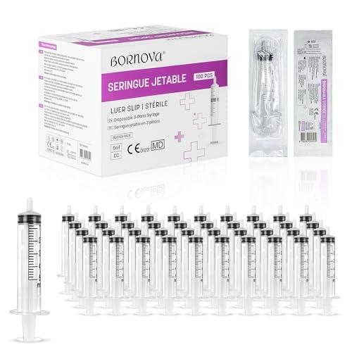 BORNOVA 5 ML /100 pezzi - Distributori di Liquidi in Plastica senza ago da 5 ml per Laboratori, Misurazione di Liquidi, Giardinaggio, Alimentazione Animale e Uso Industriale (5ml /100 pezzi)