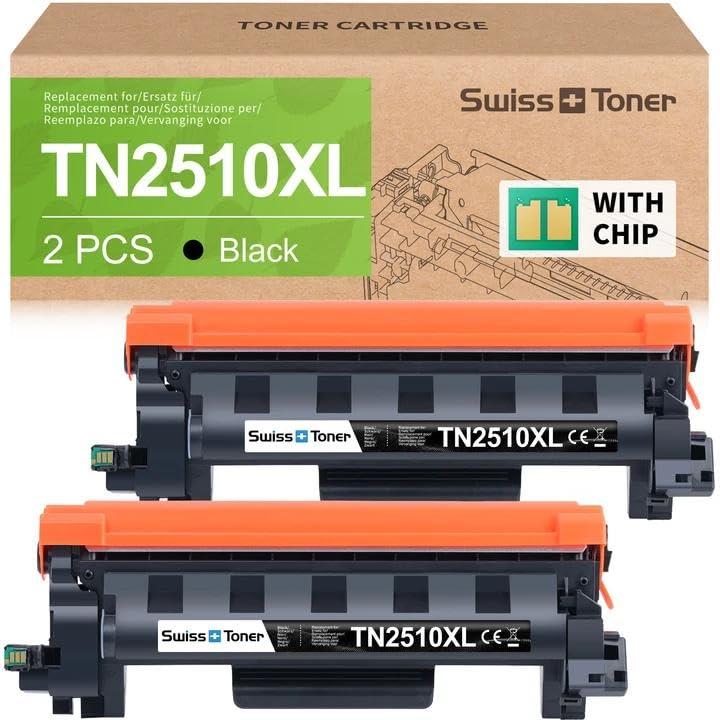 swiss toner TN2510XL compatibile per TN2510XL TN-2510XL per Toner Brother MFC-L2800DW per Toner Brother MFC-L2827DW HL-L2400DWE HL-L2445DW MFC-L2835DW DCP-L2620DW DCP-L2665DW,2 nero