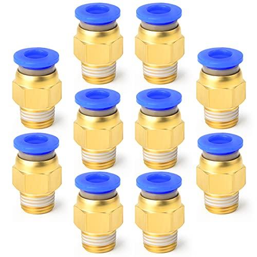 ERGAOBOY 10 pezzi 8mm tubo OD x 1/8 BSP maschio dritto per collegare pneumatico raccordi (PC8-01)
