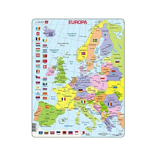 Larsen K2 Mappa politica dell'Europa, edizione Tedesco, Puzzle Incorniciato con 48 pezzi