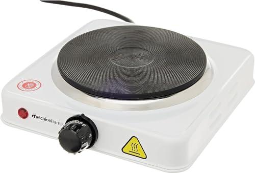 Melchioni Family | Fornello Elettrico COOK1, Piastra Elettrica in Ghisa da 15,5cm, con Termostato Regolabile, Spia LED, Controllo della Temperatura, 1000W, Compatto e Leggero, Perfetto per Campeggio