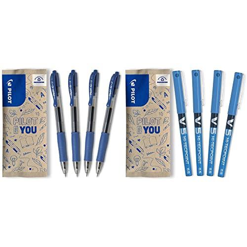 Pilot G-2, Penna Roller a Inchiostro Gel, a Scatto e Ricaricabile, Penna Ecologica In Plastica Riciclata Confezione da 4