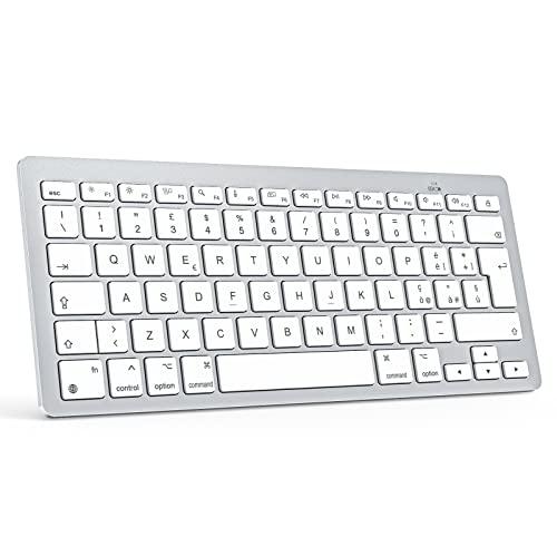 OMOTON Tastiera Bluetooth per Mac OS, Tastiera Wireless Compatta per Macbook pro/air, imac, Mac mini, Mac pro, QWERTY IT-Layout, Argento
