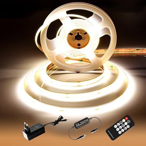 luktix Striscia LED Bianca Naturale 2m, 4000K Striscia LED Dimmerabile 24V, CRI92 +, larghezza 8mm, con Telecomando e alimentazione, per la decorazione domestica, cucina, specchio (4000K, 2M)