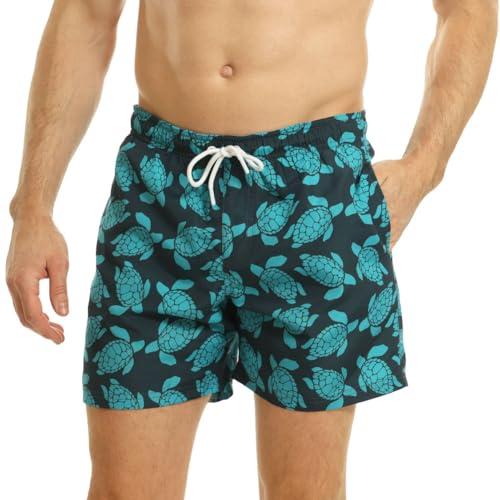 RIPT Performance Uomo Pantaloncini da bagno a rapida asciugatura con protezione solare UV 50, Marina/Turchese, L