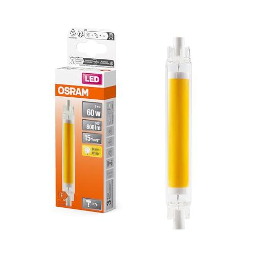 OSRAM Lampada LED multicolore sottile LED Slim Line con attacco retrofit R7s, 8 W / 806 lm, luce bianca calda e trasparente con 2700 K, non dimmerabile, IP20, vetro senza piombo, diametro 16 mm.