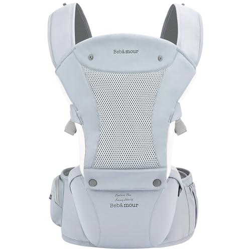 Bebear Zaino 3D Air Mesh per neonati fino a bambini da 0 a 36 mesi, ergonomico 6 in 1 (blu ottone)