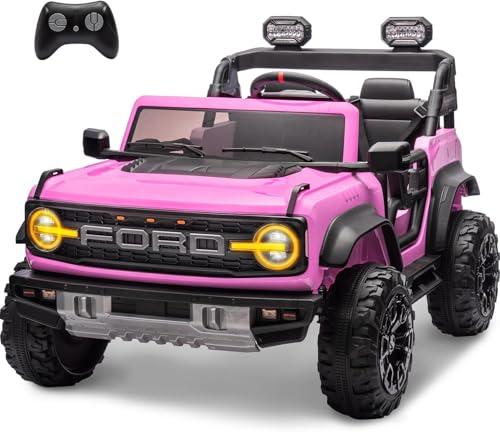 Ford Bronco Raptor 24V Maxi Fuoristrada 2 Posti Auto Macchina Elettrica per Bambini Telecomando Luci a Led Bluetooth Ammortizzatori Carico Massimo 60 Kg Rosa