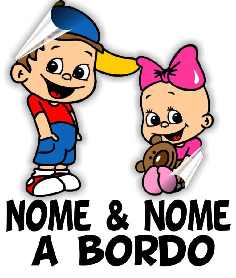 STICKEREDO adesivo auto bimbo a bordo con nome fratelli bimbi bimbo bimba. Applicazione esterna