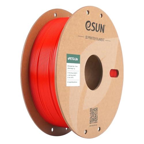 eSUN PETG filamento 1,75 mm, filamento PETG Basic ad alta tenacità, bobina da 1 kg (2,2 libbre) per stampanti 3D, Rosso unicolore