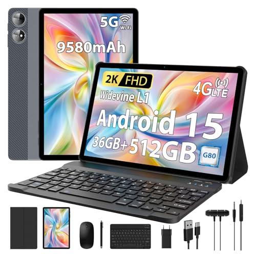 PIXGOOD 2025 2K Tablet 11 Pollici con Android 15, 36GB RAM+512GB ROM, 4G SIM LTE+5G WiFi, 2000 * 1200, Octa Core, 13MP+8MP, WidevineL1/9580mAh/BT5.0/OTG/GPS-Tablet in offerta con tastiera(Grigio)