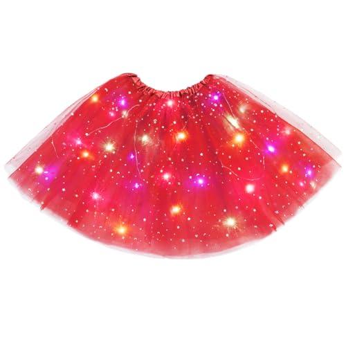 URAQT Gonna Tulle LED, Gonna a tutù Luminosa a Strati per Adulti, LED Tutu Gonna, Gonna Luminosa LED, Gonna a tutù in Tulle Luminoso, Adatto per Feste, Carnevale, Halloween, Matrimoni(Rosso)