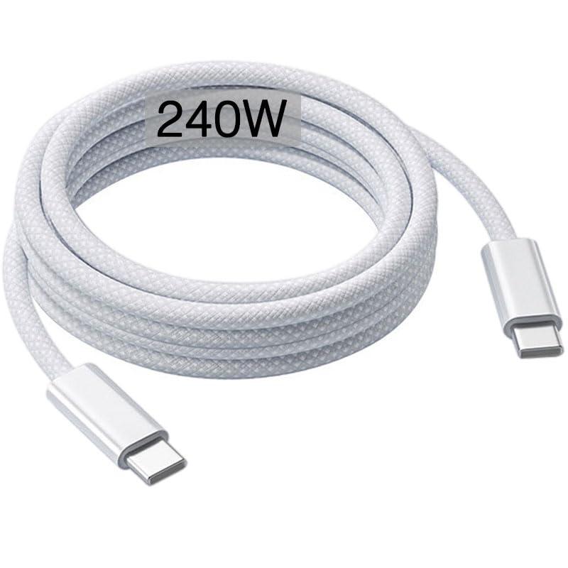 Cavo USB C da 240 W, cavo di ricarica USB C a USB C, cavo di ricarica rapida per MacBook Pro M3/Macbook Air M4, iPad Pro 12.9/11, iPad Air 5th/4th, Mini 7th/6th, 10th Gen, iPhone 17Air/16/15/16e/Pro