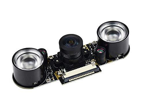 Waveshare Raspberry pi Camera Module Kit Wider Field View Fisheye Lens 5 MP OV5647 Sensor 1080P Supports Night Vision Adjustable Focal Length for All Version of Raspberry pi(Pi 2)A/A+/B/B+/2 B