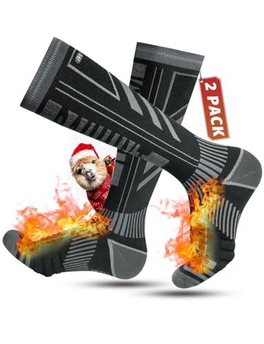 2 Paia Di Calze Sci in Lana Merino Per Uomo, Donna E Ragazzo, Calze Da Sci Snowboard a Compressione, Calze Termiche Sci Alte E Spesse Per Il Freddo, Traspiranti, Ad Asciugatura Rapida, Taglia 35-51