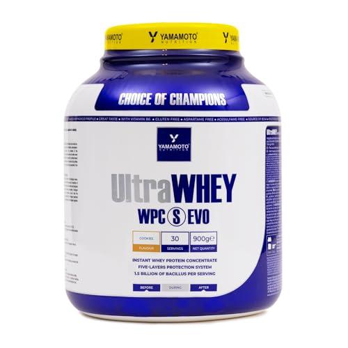 YAMAMOTO NUTRITION Ultra Whey WPC S EVO 900 g, 100% proteine del siero di latte concentrate ed istantanee, integratore con l’aggiunta di 15 miliardi di Bacillus per massimizzarne l’assimilazione