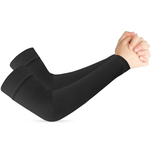 AEYURUID Manicotti Braccia UV UPF 50+ Manicotto Braccio Raffreddamento per Pallavolo & Ciclismo Copri Tatuaggio Sportivo Unisex Donna/Uomo (Nero)