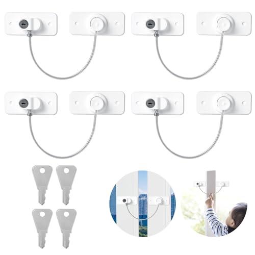 AiQInu 4 Pezzi Lucchetto per Frigorifero con Chiavi, Blocca Finestra Bambini con Adesivo o Vite, Bambini Lucchetto Armadio per Frigorifero, Lavatrice, Mobile, Finestra