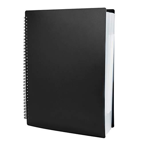 Irich A4 Cartelle Portaspartiti, Raccoglitore Porta Spartiti Musicali Con 60 Maniche, Supporto Rapido e conveniente per file, carta, archivi (Nero)