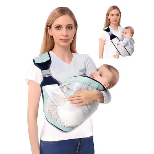 GmwyCzV Fascia Porta Bebe Portatile, Fascia Neonato Multifunzionale, Marsupio Laterale per Neonati, Ergonomico Portatile Con Seggiolino Antiscivolo, Adatto per Bambini Fino a 20 kg di Peso (Verde)