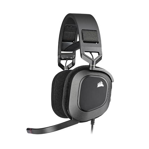 Corsair HS80 RGB USB Cuffia Gaming con Microfono Premium con Audio Surround 7.1, Microfono Broadcast Omnidirezionale, Controlli per Volume e Mute sul Padiglione, Illuminazione RGB Dinamica, Carbonio