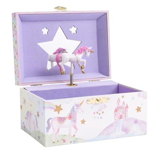 Jewelkeeper - Portagioie Bimba con Carillon e Ballerina Roteante, Arcobaleno e Foglia d'Oro - Scatola Musicale Bambina Melodia del Lago dei Cigni - 14,9 x 10,8 x 8,6 cm