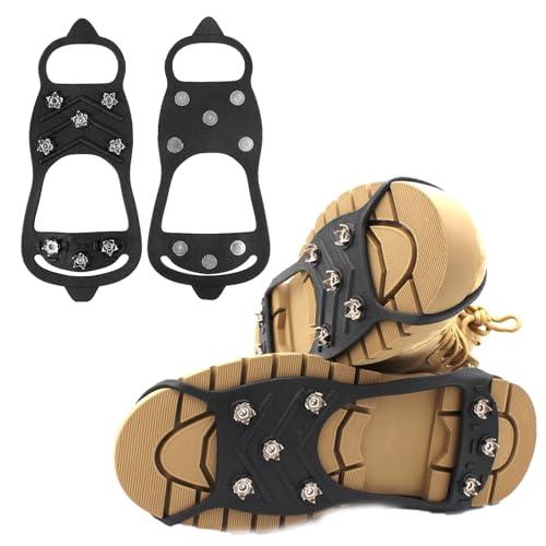 LIUYIDM Ramponi per Scarpe Punte per Scarpe con Denti 38-44, Punta per Scarpe, Artigli Antiscivolo con Punte in Acciaio Inox, per Escursioni, Ice Tacchetti (Nero)