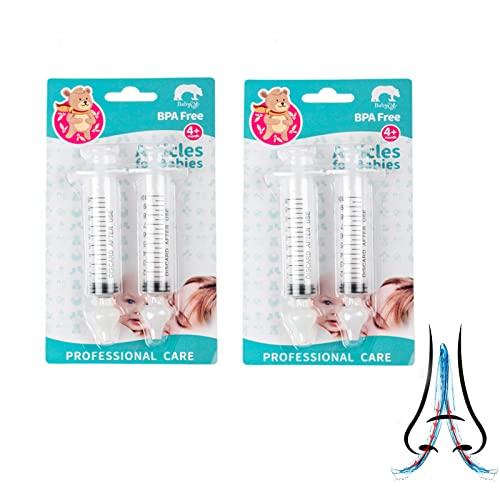CaiTang 2 pezzi Irrigatore Nasale,Set Irrigatore Nasale Bambini, Irrigatore Nasale con Siringa e Punta di Aspirazione Nasale in Silicone Riutilizzabile ​,Irrigatore Nasale per Lavaggi Nasali