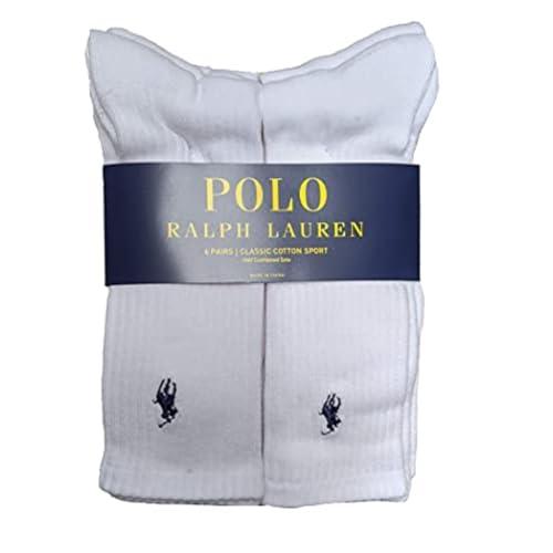 Polo Ralph Lauren - Calze da uomo classiche a coste, confezione da 6 - Bianco -