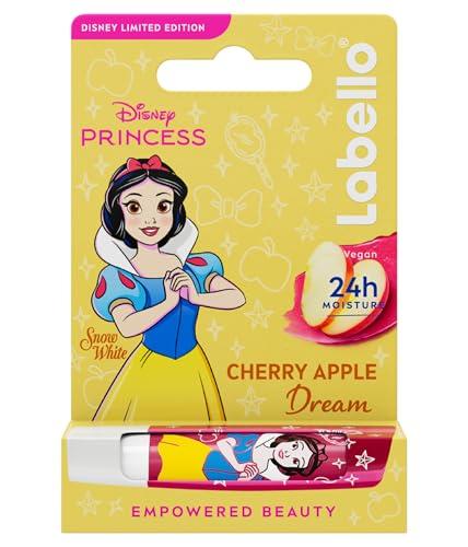 Labello Disney Princess Limited Edition Cherry Shine 4.8 g, Balsamo labbra colorato con design con Biancaneve, Burrocacao bambina 3+ idratante 24h, Burrocacao labbra lip balm con aroma di Ciliegia
