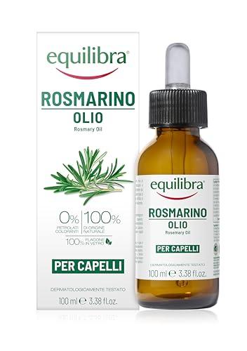 Equilibra, Olio di Rosmarino per Capelli, 100 ml, con Olio di Rosmarino, Olio di Mandorle e Olio di Ricino, Rinforza Cuoio Capelluto e Capelli, Dermatologicamente Testato, Adatto a Pelli Sensibili