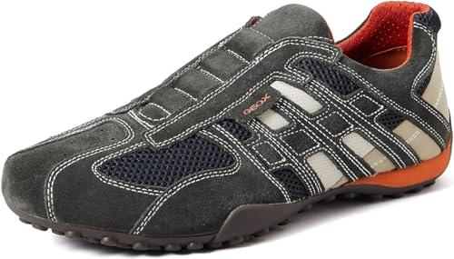 Geox Uomo Snake L, Sneakers Uomo, Grigio Dk Grey Off White, 41 EU