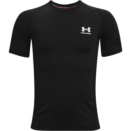 Under Armour UA HG Armour SS, T-shirt Bambini e Ragazzi, Nero, S (127 -137 cm)