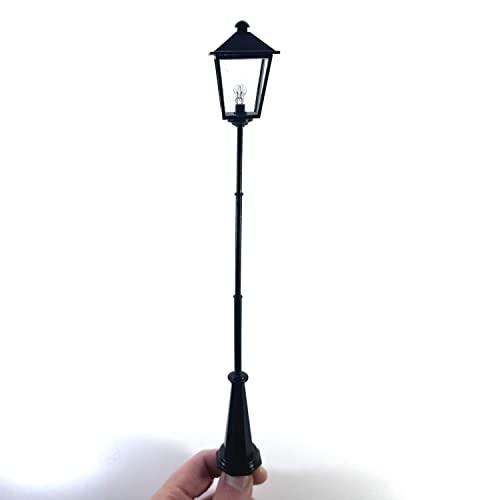 Lampione da terra antichizzato colore nero per presepi e diorami con micro lampada luce calda 12v - DL66