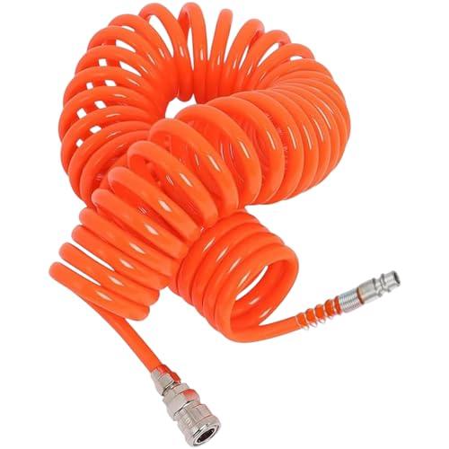 Topolenashop Tubo Aria Compressa a Spirale 8 Metri Flessibile | Ø 5x8 mm | Con Attacco Rapido 1/4” | Tubo Pneumatico Alta Resistenza per Compressore, Officina e Garage
